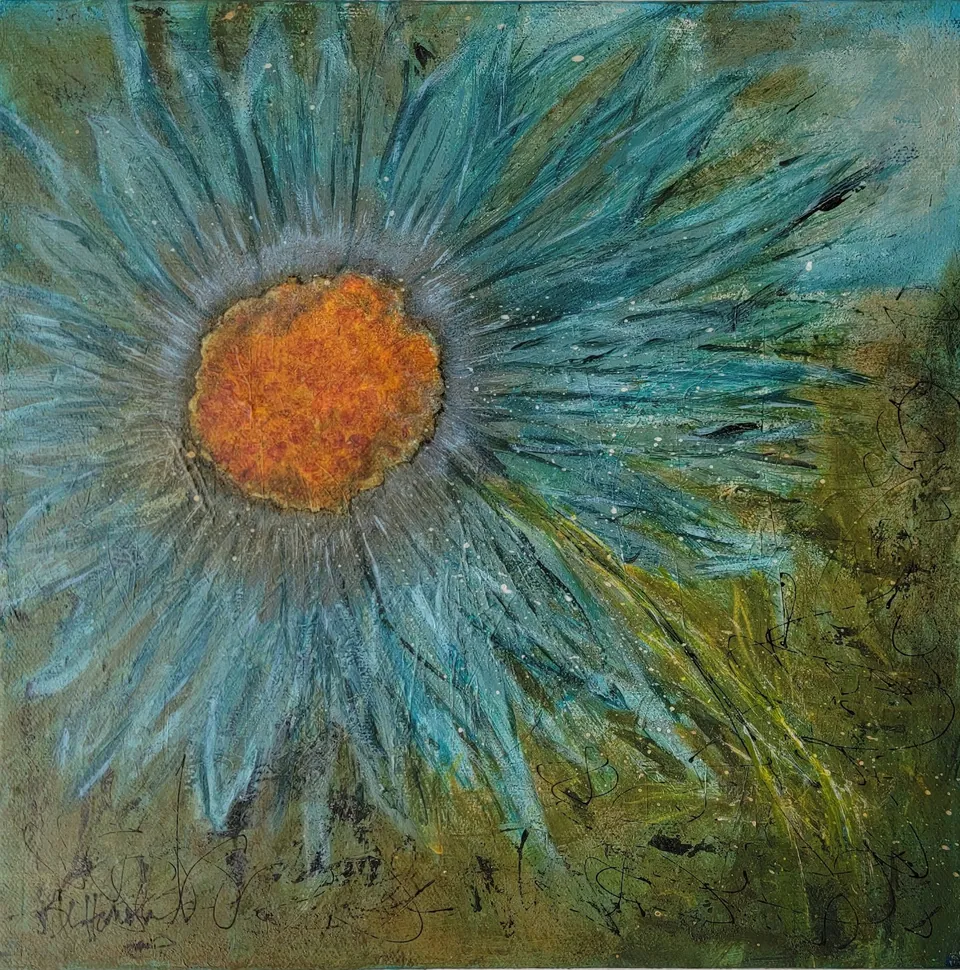 As Good as Blue, acrylic on canvas, 12 in × 12 in, by Debbi Homola