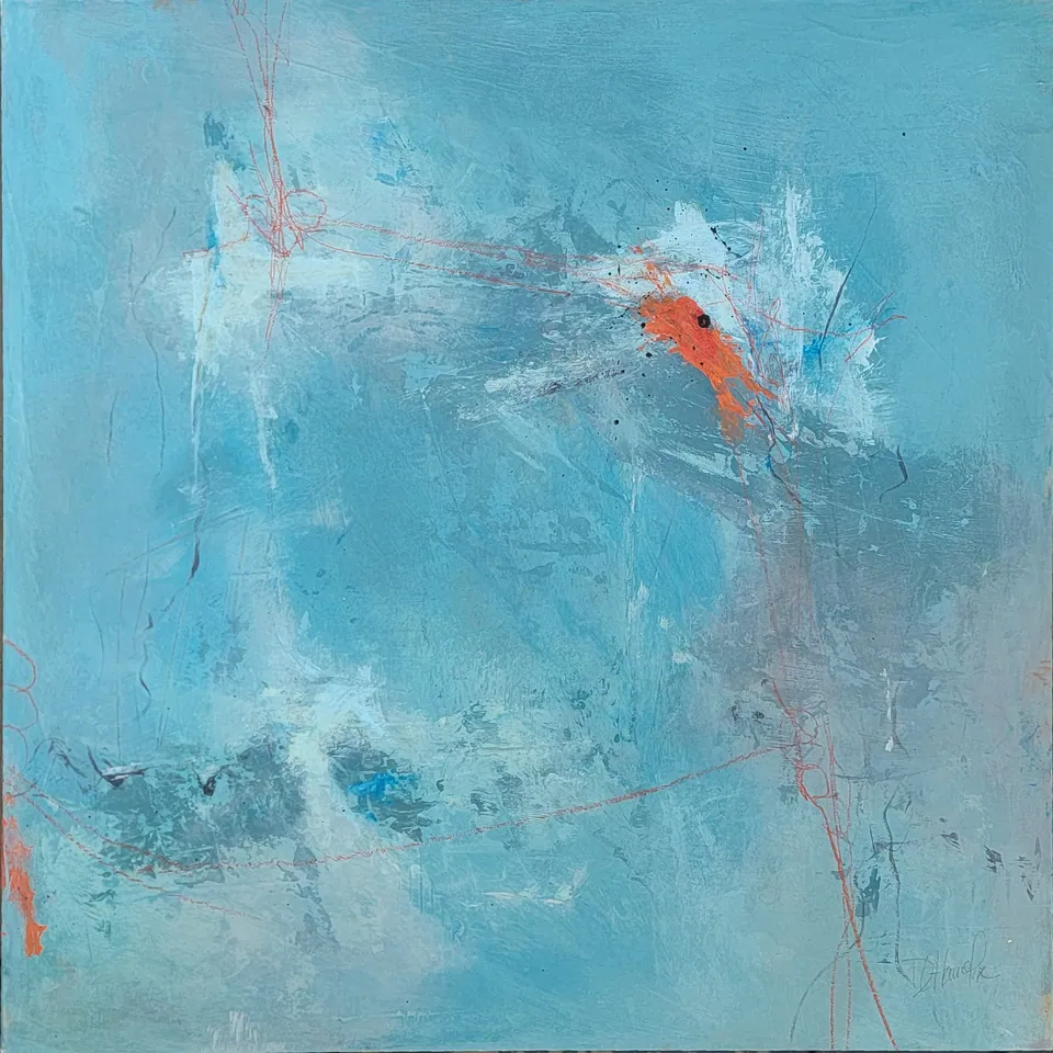 “Breaking Through”, acrylic on cradled wood panel, 18 × 18 in, by Debbi Homola