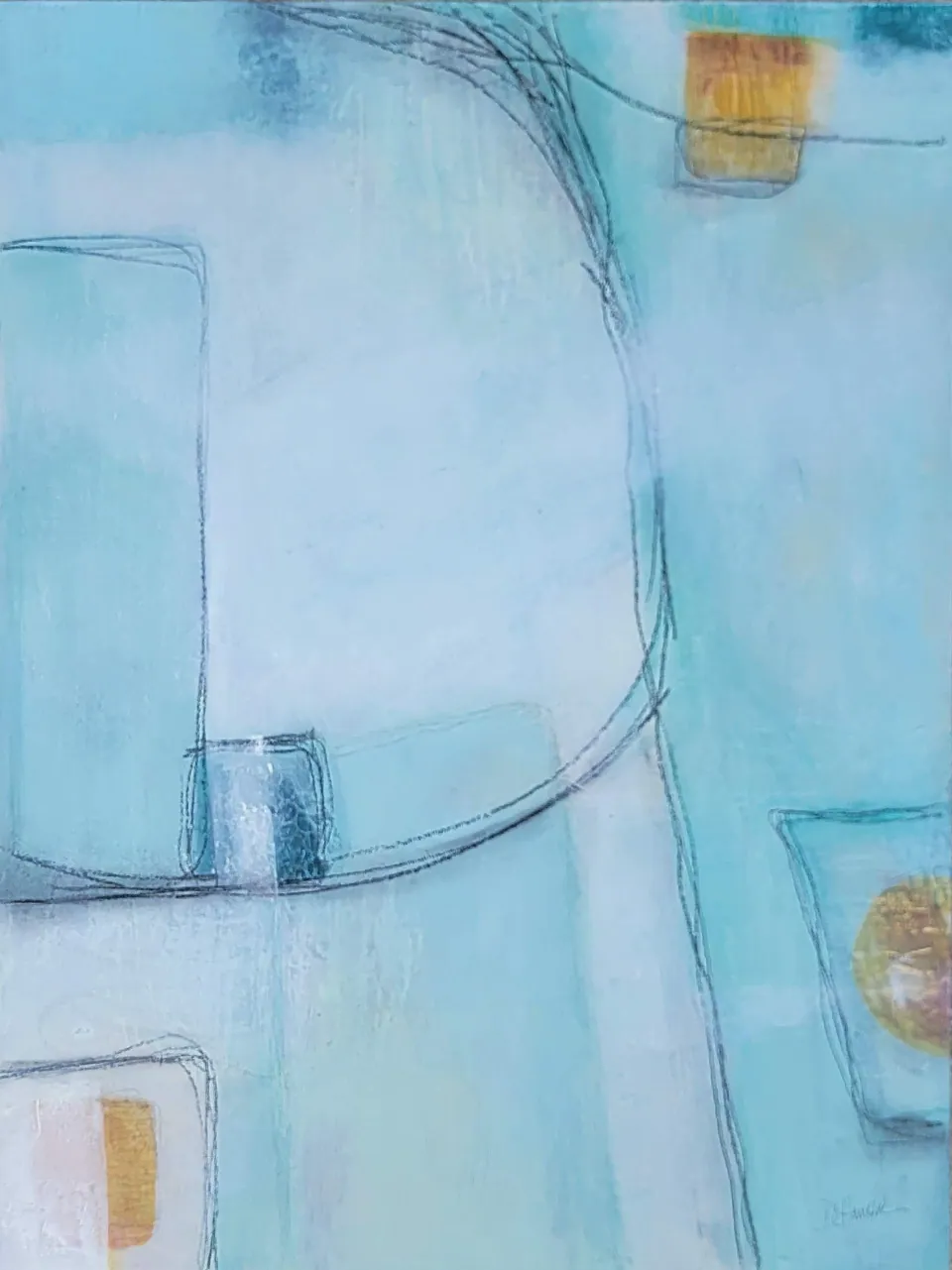 Contained, acrylic on cradled wood panel, 24 in × 18 in, by Debbi Homola