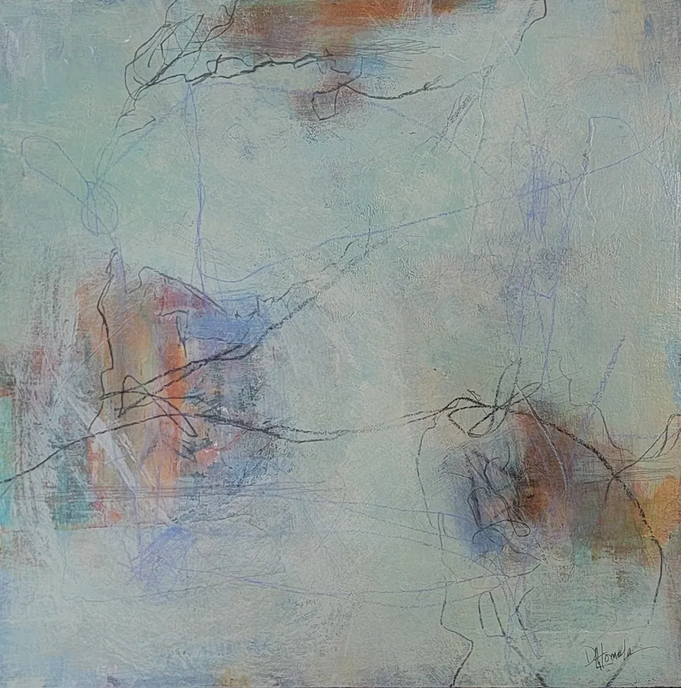 Embracing the Chaos, acrylic on cradled wood panel, 12 in × 12 in, by Debbi Homola