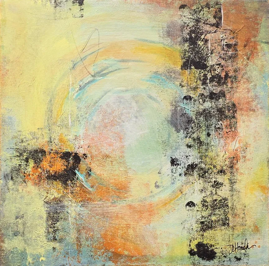 Portal, acrylic on cradled wood panel, 12 in × 12 in, by Debbi Homola