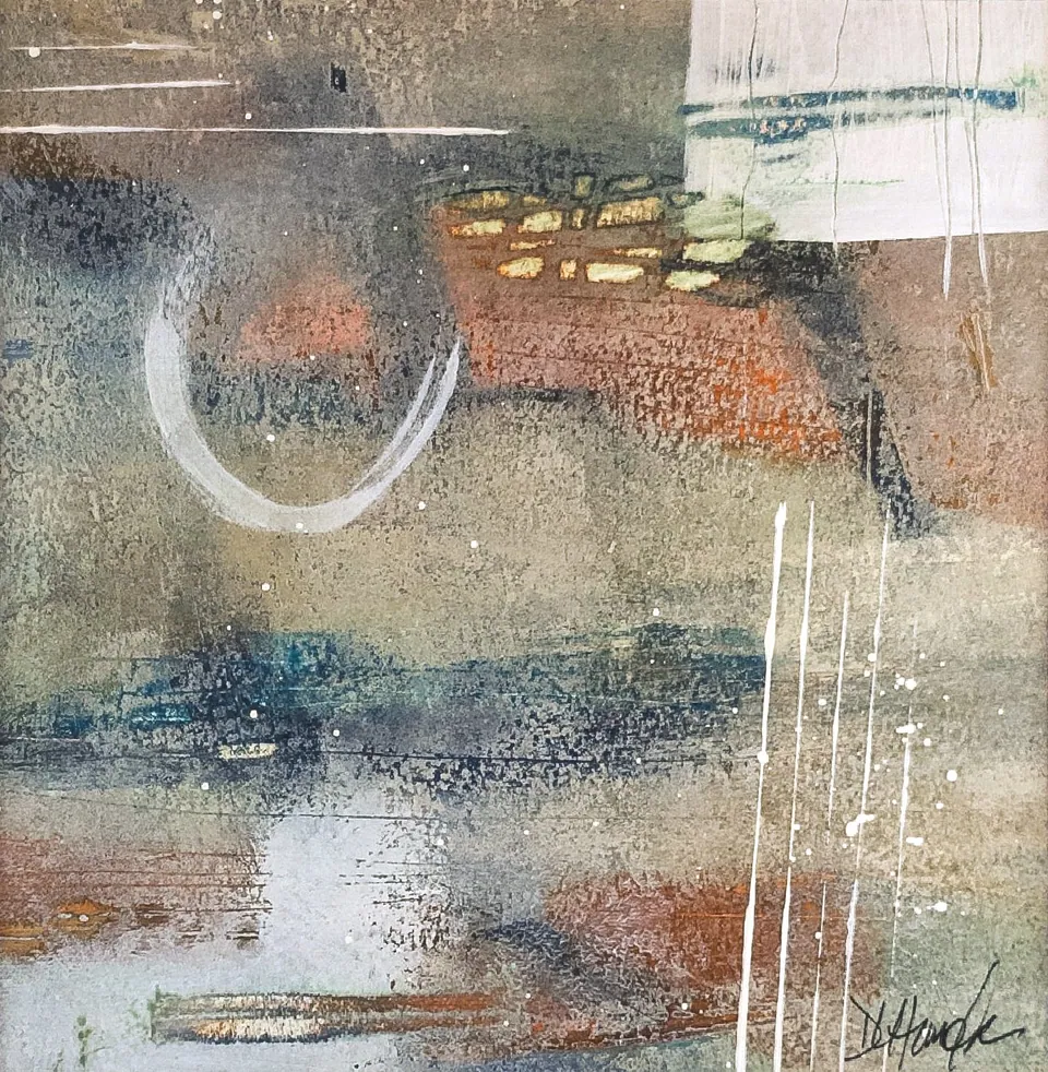 Soft Tapestry, acrylic on paper, 7 in × 7 in, by Debbi Homola