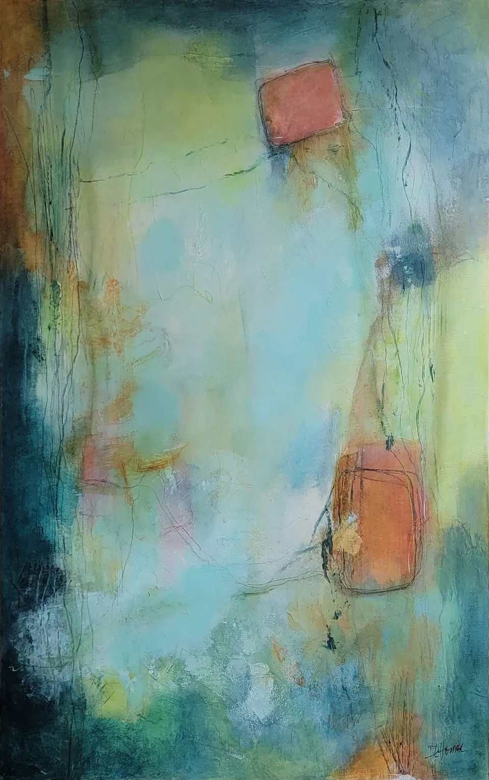 Keeping Connections, sold original abstract painting by Debbi Homola, 36 in × 24 in