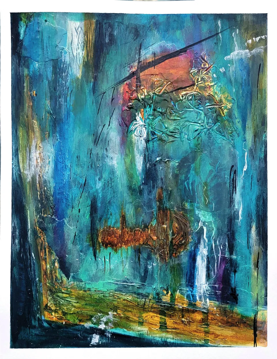 Moonlit Storm, sold original abstract painting by Debbi Homola, 12 in × 10 in