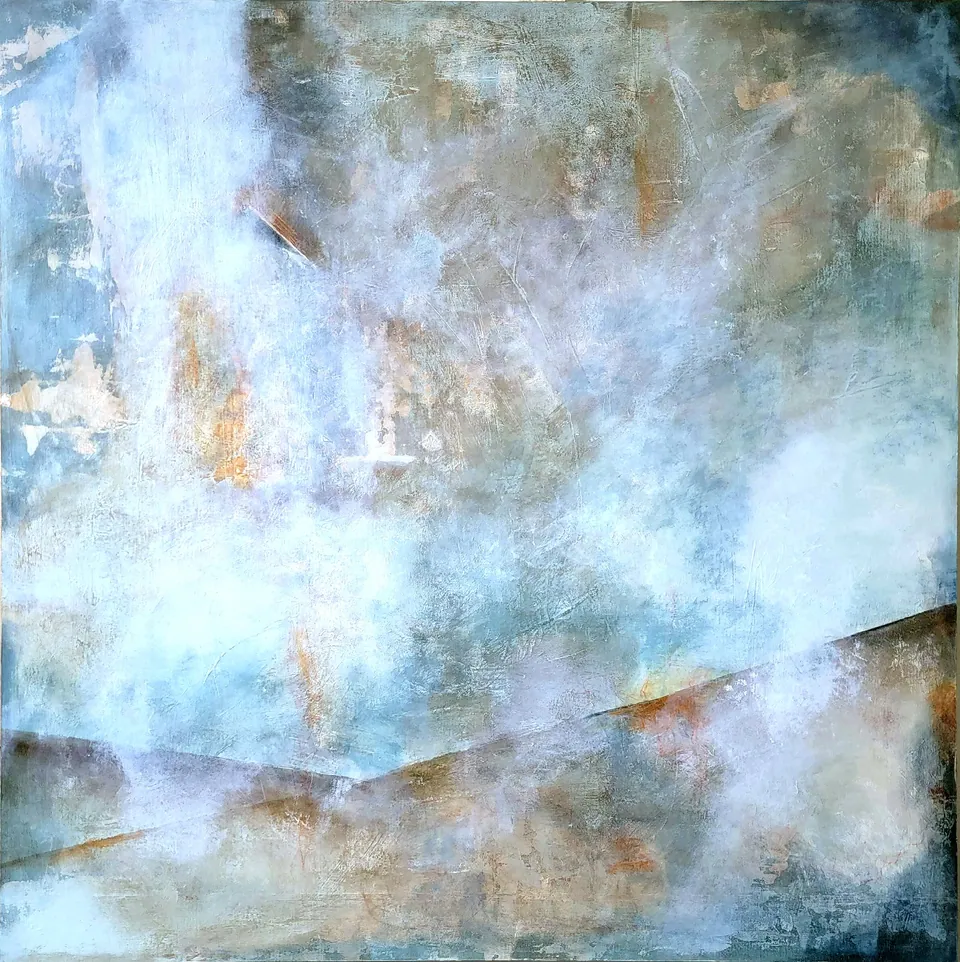 Morning Fog, sold original abstract painting by Debbi Homola, 30 in × 30 in
