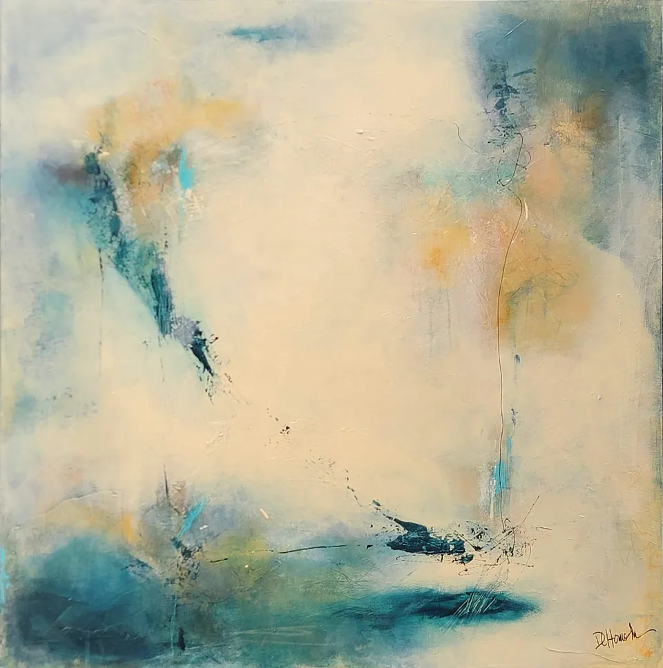 Swim at Dusk, sold original abstract painting by Debbi Homola, 30 in × 30 in