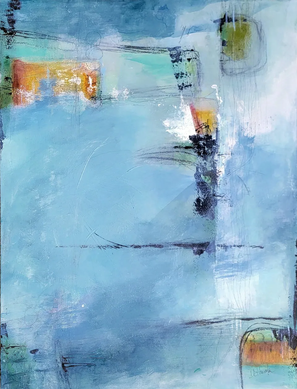 Submerged, acrylic on cradled wood panel, 24 in × 18 in, by Debbi Homola